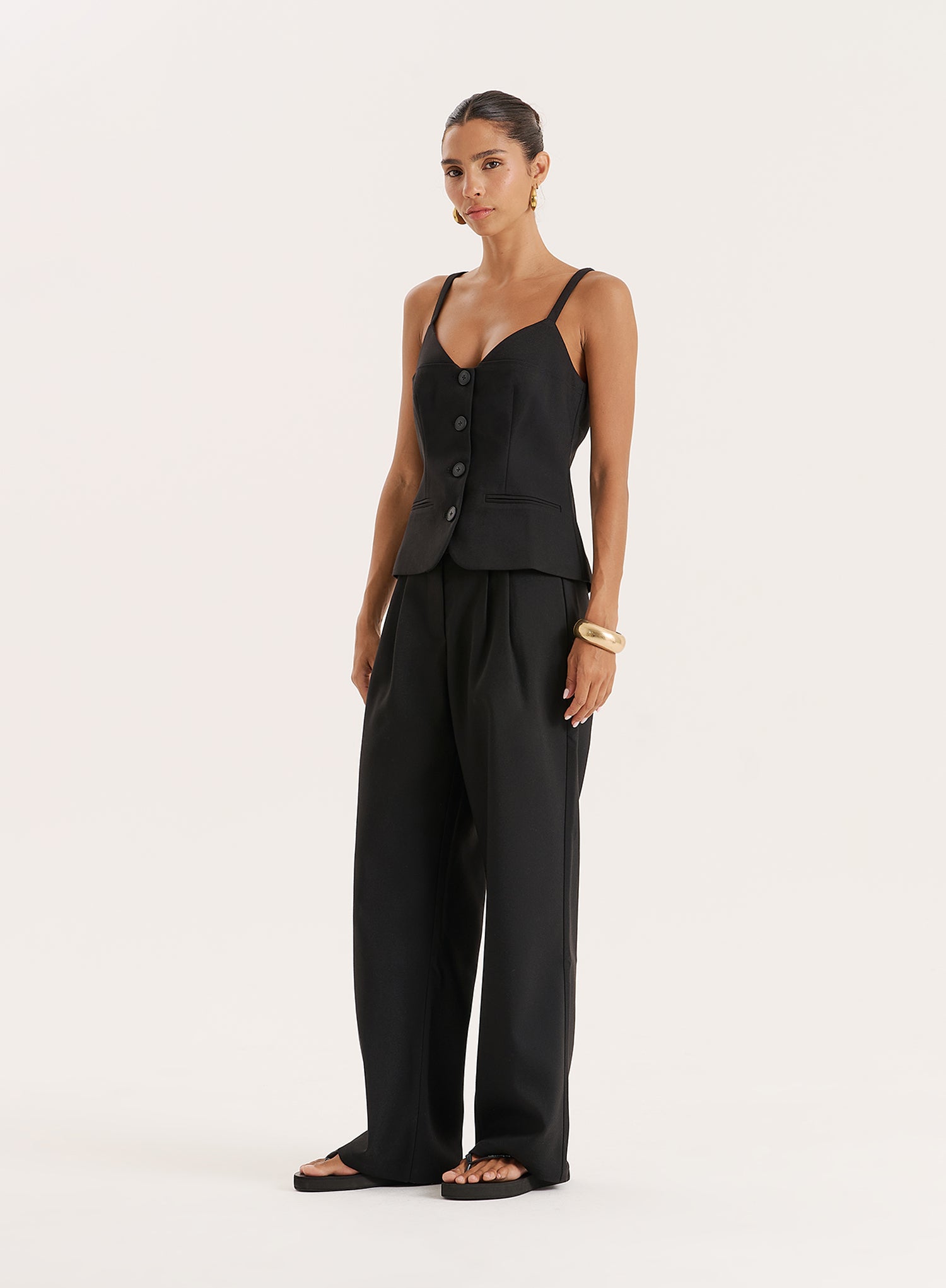 Black Tailored Wide Leg Trouser